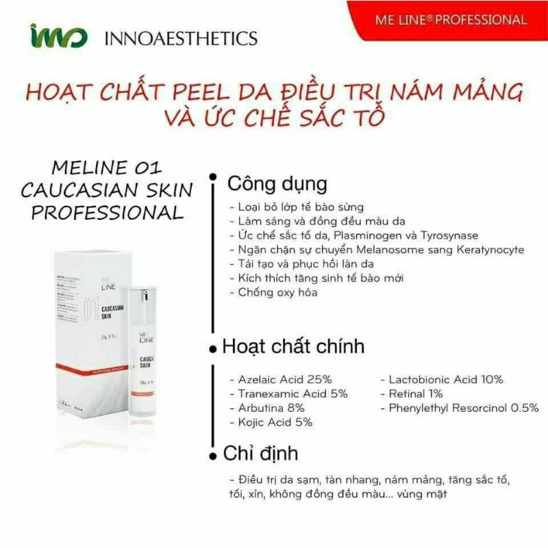 Meline 01 Caucasian skin tinh chất giảm nám mảng Innoaesthetic
