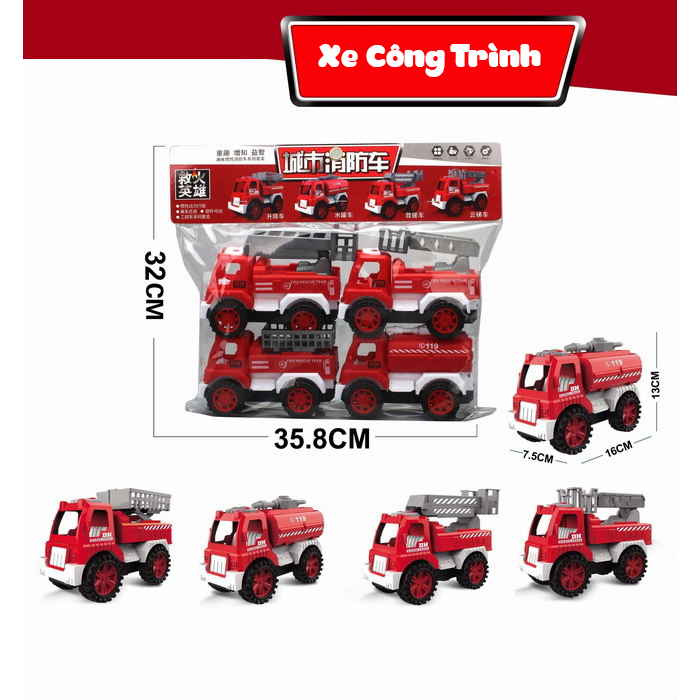 Túi Đồ Chơi Ô Tô Cho Bé Trai, Xe Công Trình, Xe Cần Cẩu Mini Cho Bé, Ô Tô Đồ Chơi Xe Chạy Đà