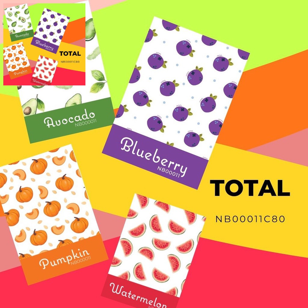 Vở kẻ ngang 80-120 trang 10 quyển Total NB11C80 hoạ tiết hoa quả