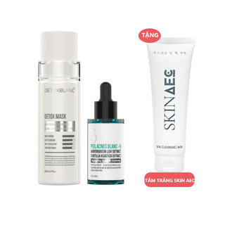 Combo loại bỏ sạch mụn thâm Detoxblanc Tặng tắm trắng hằng ngày Skin aec 300ml