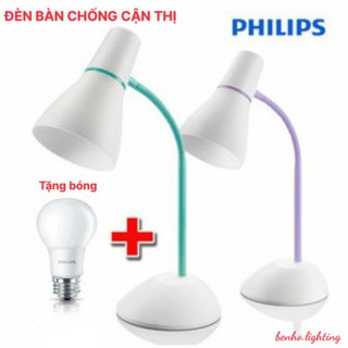 Đèn bàn học sinh chống cận thị tặng kèm bóng - 71567 e27 philips - êm dịu cho mắt