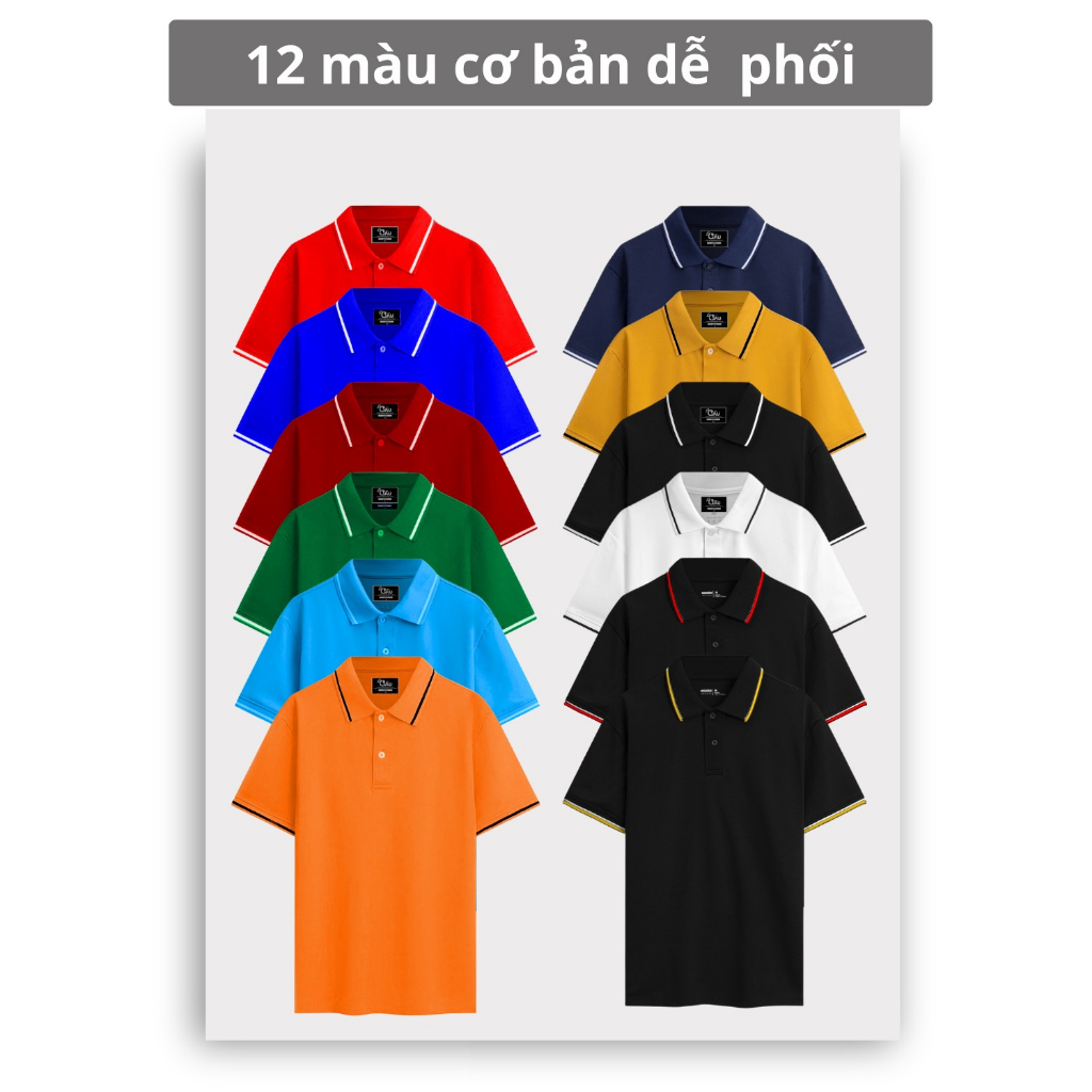 Áo thun Polo GẤU 194 vải cá sấu Viền poly thoáng mát, co dãn 4 chiều, sang trọng lịch lãm, form gerular fit - PL 1 Sọc