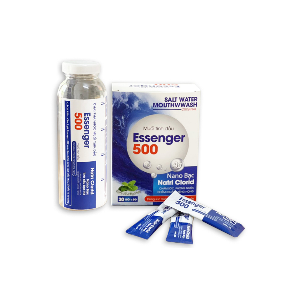 ✅ Muối súc miệng, rửa mũi tinh dầu bạc hà Essenger 500 TẶNG kèm bình pha