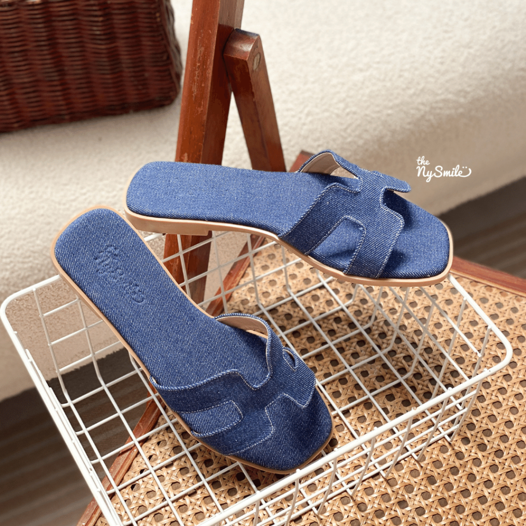 Dép nữ, quai  chất jeans đế chống trơn trượt - THENYSMILE - HIRO
