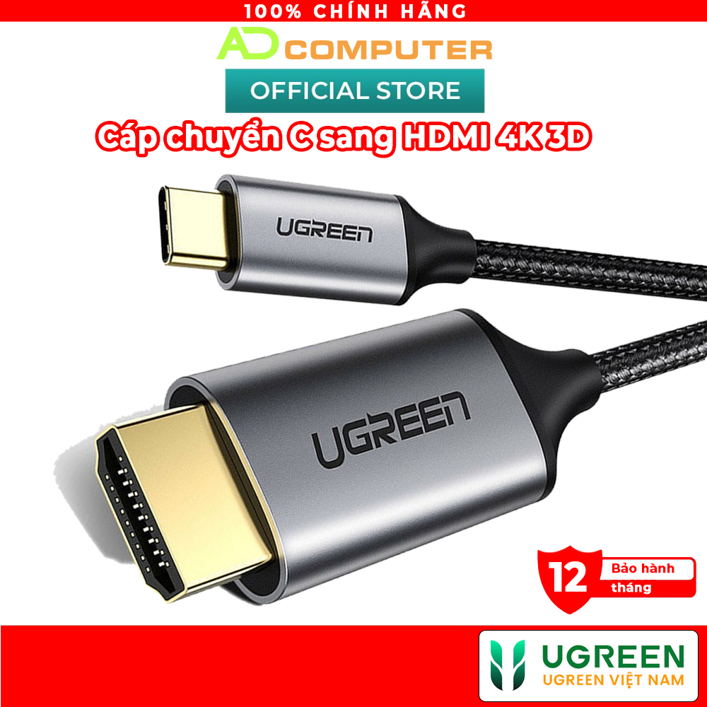 Cáp chuyển USB C sang HDMI dài1,5-2m cao cấp hỗ trợ 4K 2K UGREEN MM142 50570 MM141 50530