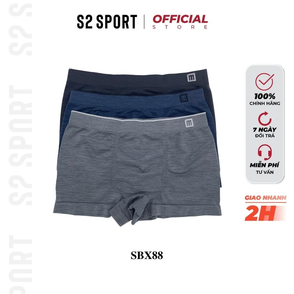 Quần lót nam S2 SPORT SBX88 boxer co giãn 4 chiều cạp cao logo dệt liền phối line mềm mịn thoáng mát kháng khuẩn