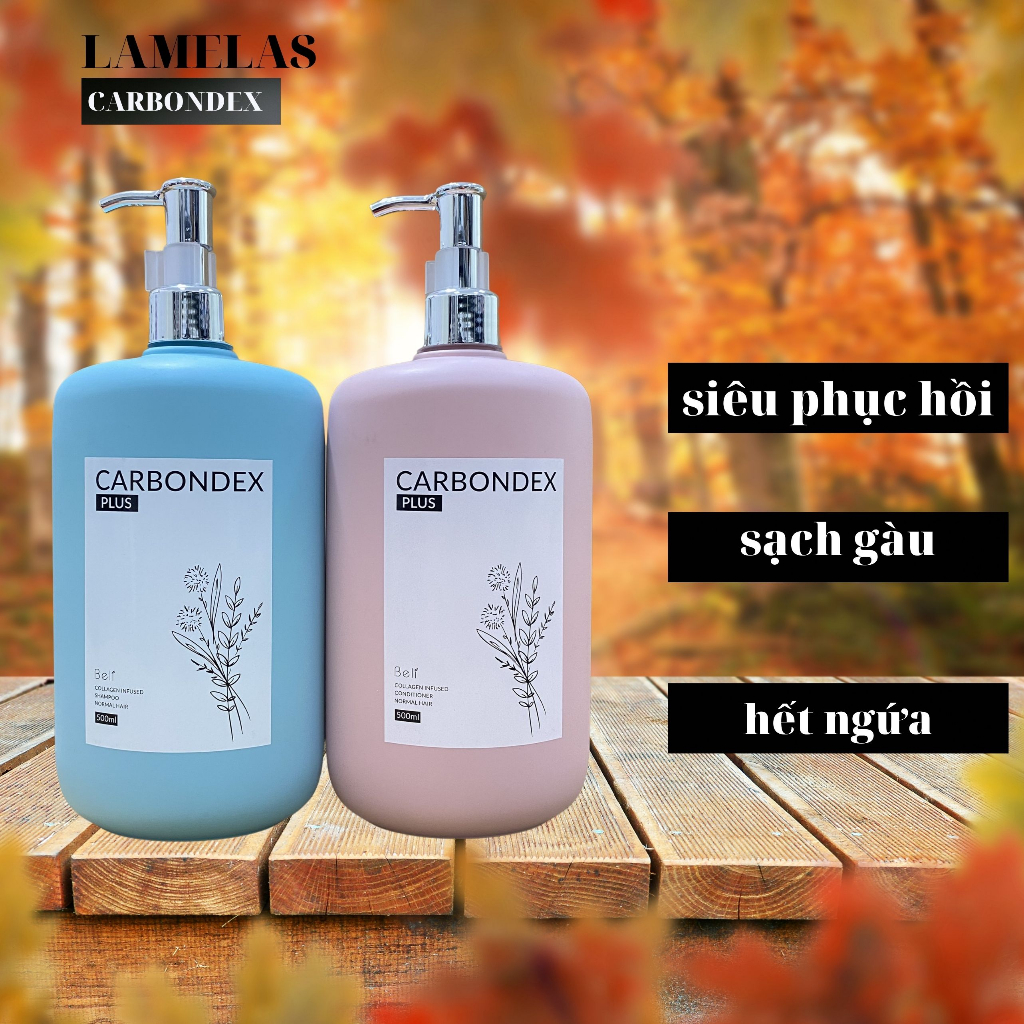 Dầu gội xả phục hồi LAMELAS-CARBONDEX, siêu mềm mượt - siêu lưu hương 500ml*2 - Cặp dầu gội lamelas