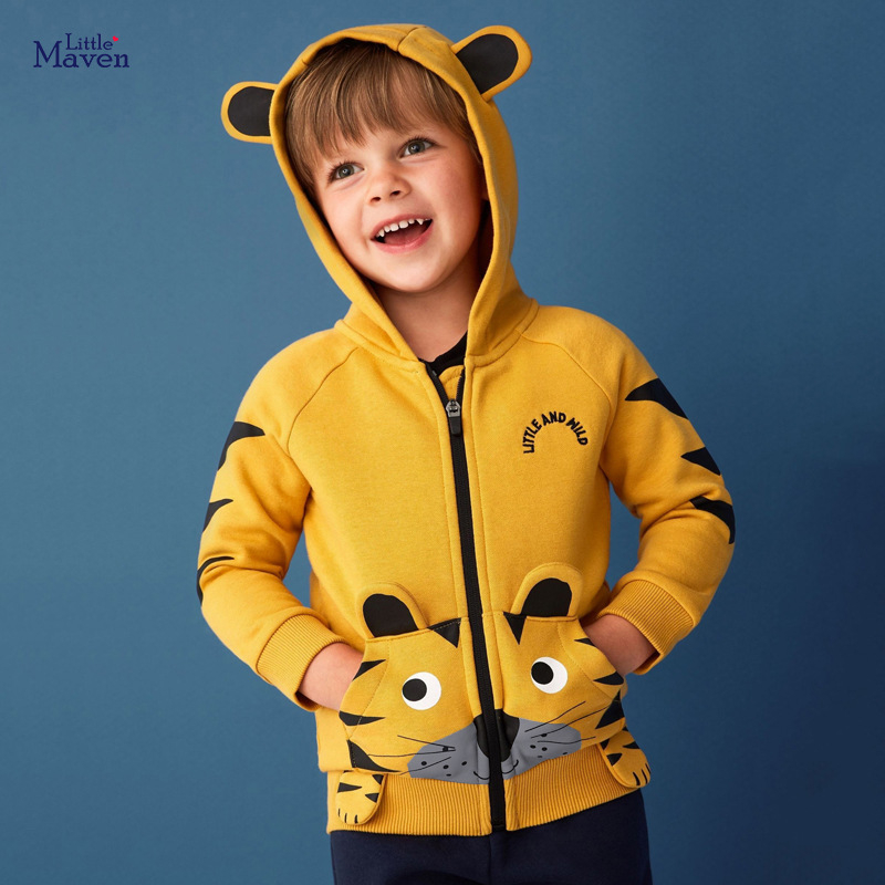 Mã C1055 áo khoác nỉ da cá hổ vàng cho bé trai của Little Maven