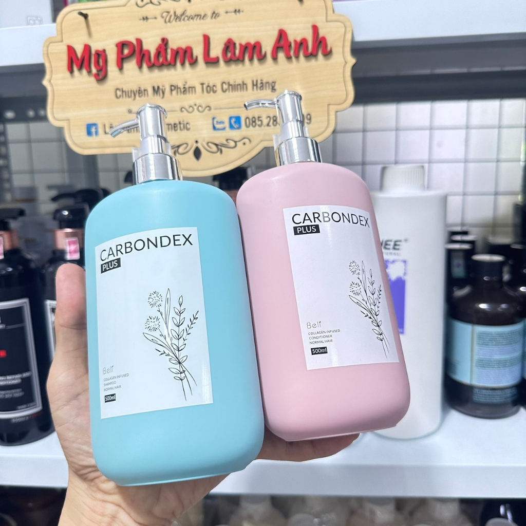 Dầu gội xả phục hồi LAMELAS-CARBONDEX, siêu mềm mượt - siêu lưu hương 500ml*2 - Cặp dầu gội lamelas