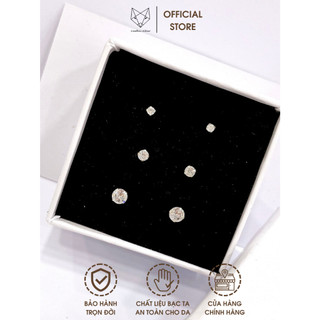 Set Bộ 3 Đôi Khuyên Tai Bạc Ta CaoBac Jewellery Unisex Nụ Đá Basic Đơn Giản Nhiều Size
