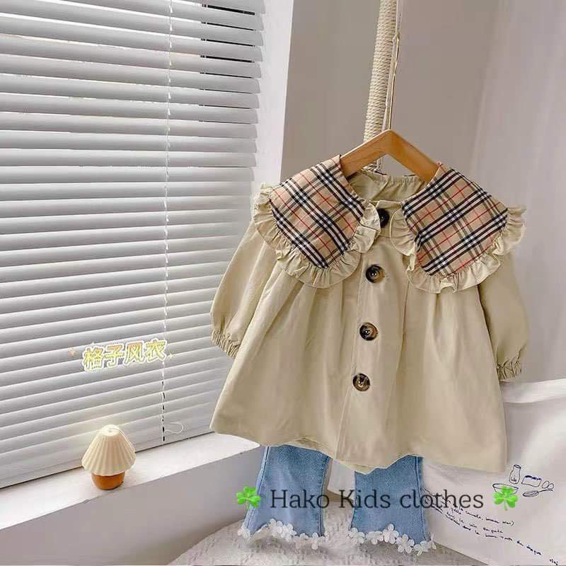 Áo khoác kaki viền bèo cho bé gái 10 đến 25kg A0112