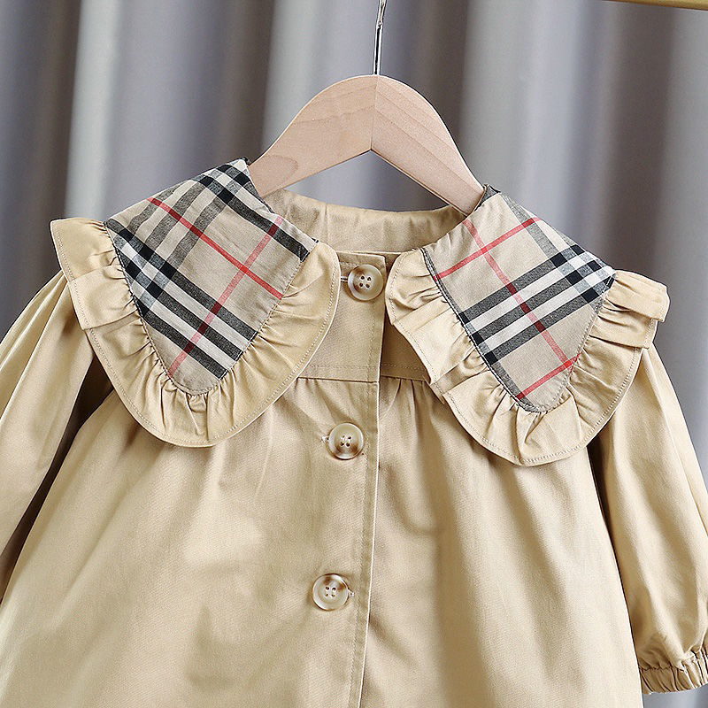 Áo khoác kaki viền bèo cho bé gái 10 đến 25kg A0112