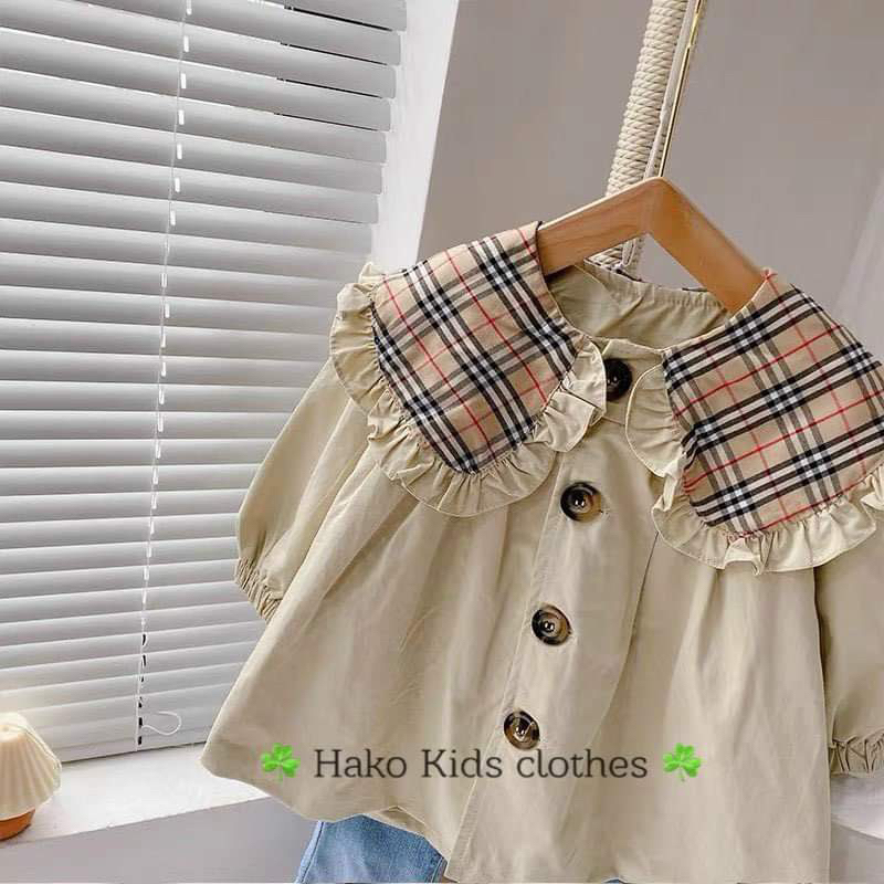 Áo khoác kaki viền bèo cho bé gái 10 đến 25kg A0112