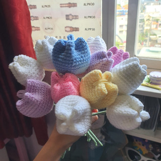 Hoa Tulip Len Handmade Màu pastel ( 1 Cành )