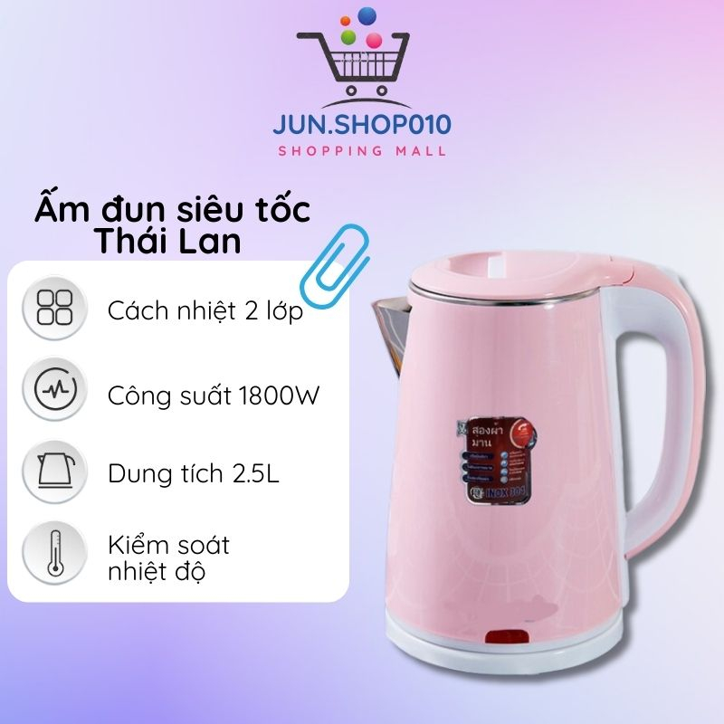 Bình đun nước siêu tốc Thái Lan 2.5L JIBLAI 2 lớp Sôi Nhanh tiết kiệm điện Chống Giật MY2