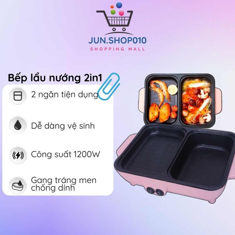 Nồi Lẩu Nướng Cao Cấp 2 Trong 1 Hàn Quốc Đa Năng Mini Thiết Kế Đa Năng Chống Dính Không Gỉ Tiện Lợi Kèm Nắp Gỗ