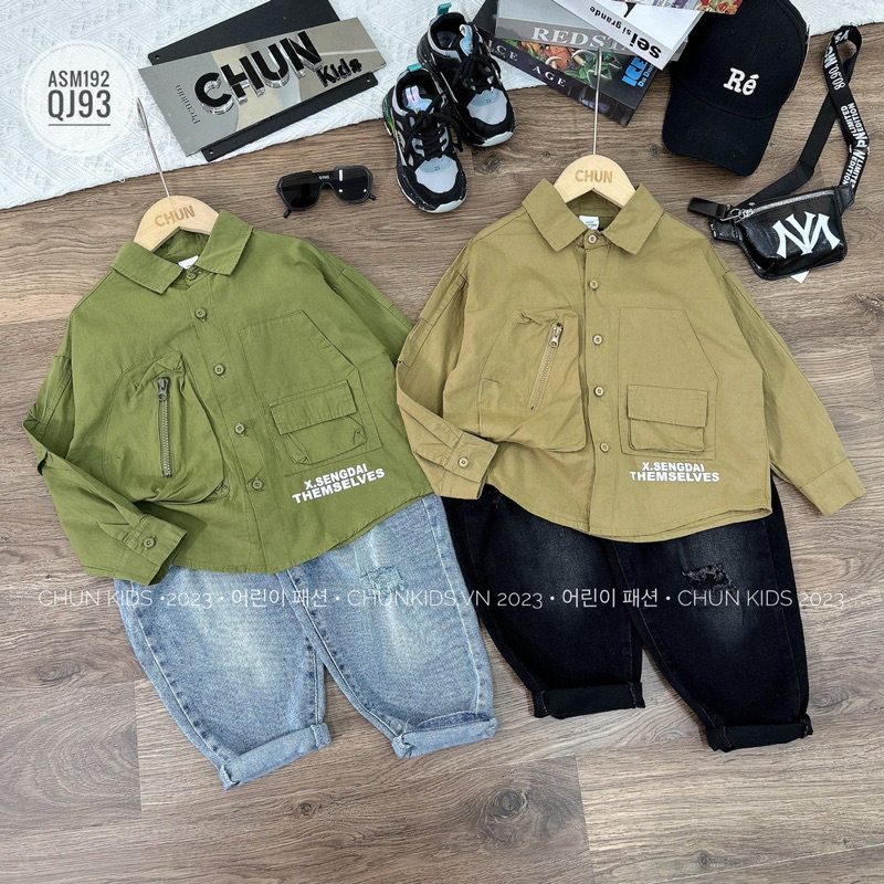 ASM192 -  ÁO SOMI túi khóa - túi nắp X.SENGDAI THEMSELVES CHO BÉ - 7012