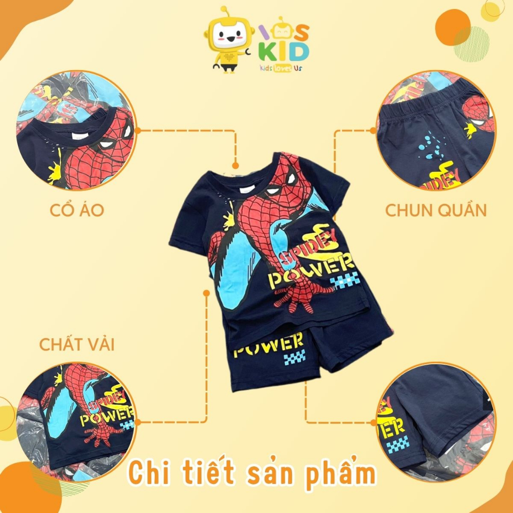 Bộ quần áo bé trai hình Spider.man màu tím than size 10-24 cân