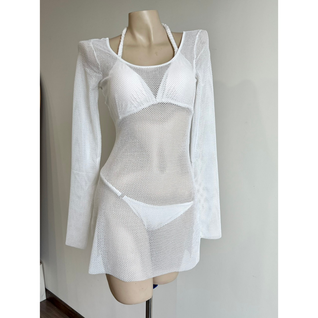 Beachclub-đầm lưới đi biển tay dài