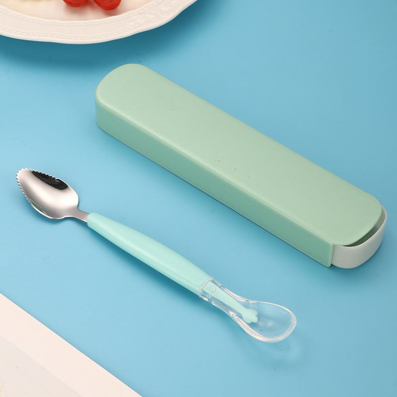 Thìa nạo hoa quả và rau củ cho bé ăn dặm, có kèm hộp đựng cao cấp