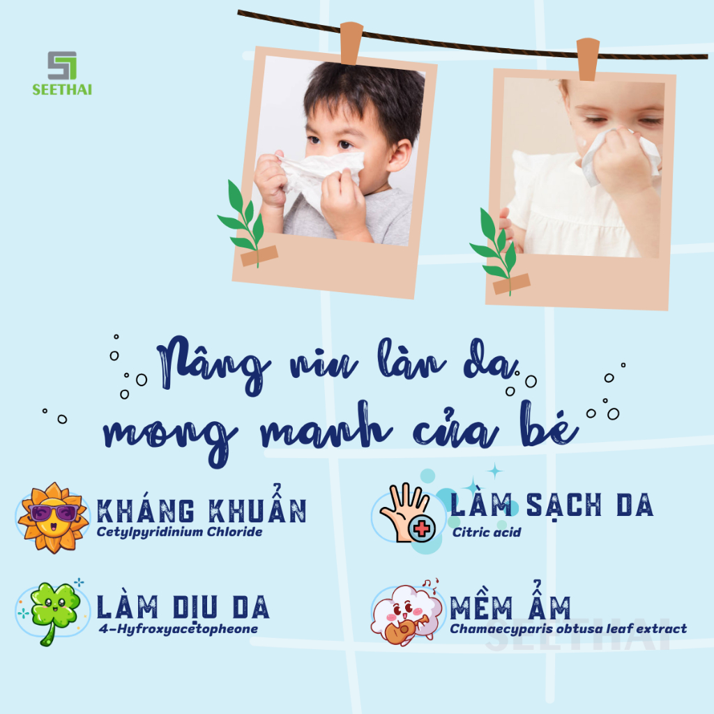Khăn giấy ướt trẻ em KIBBUN không cồn kích ứng da khăn ướt Hàn Quốc - 100 tờ