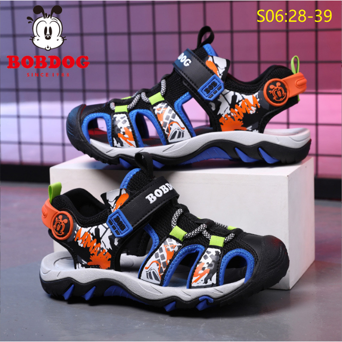Dép rọ sandal bít mũi bé trai 4 - 12 tuổi đế Eva kháng khuẩn thể thao khỏe khoắn xuất Châu Âu BOBDOG S06