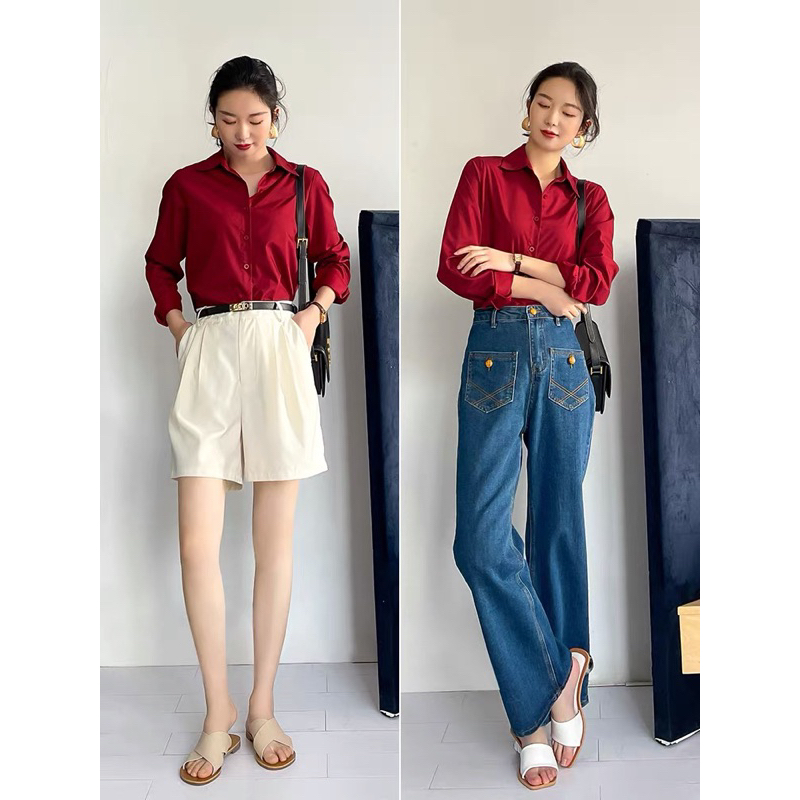 ✅🍀ÁO SƠ MI NỮ CHẤT MỀM MƯỢT ĐẸP MÊ LY✅MÀU COFFEE ĐẸP XỈU LUÔN NHA