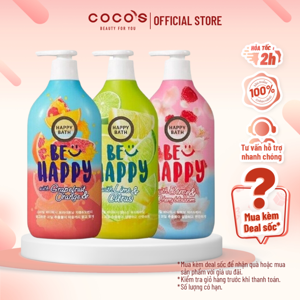 Sữa tắm Happy Bath Essence Body Wash 900g (CHAI BẦU)