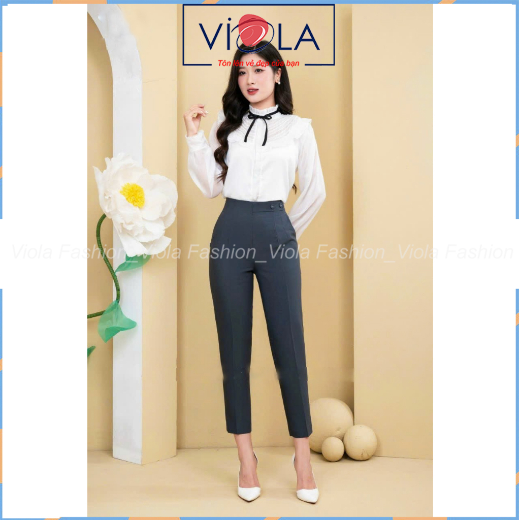 Quần baggy nữ Viola thiết kế khoá hông sườn, cúc bọc,cạp liền dáng trẻ đẹp, chất cao cấp đi làm đi chơi đều đẹp - Q1669