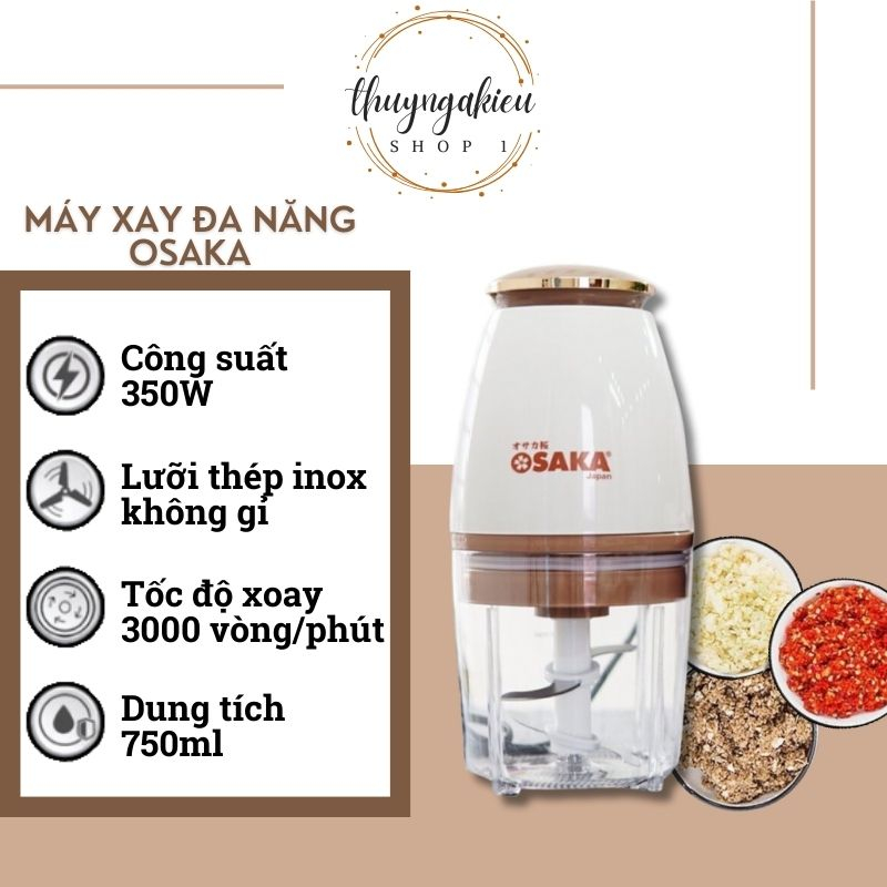 Máy Xay Đa Năng OSAKA Nắp Đồng, Xay Sinh Tố, Xay Thịt, Xay Mọi Loại Thực Phẩm, Nhỏ Gọn, Mạnh Mẽ, Tiện Dụng