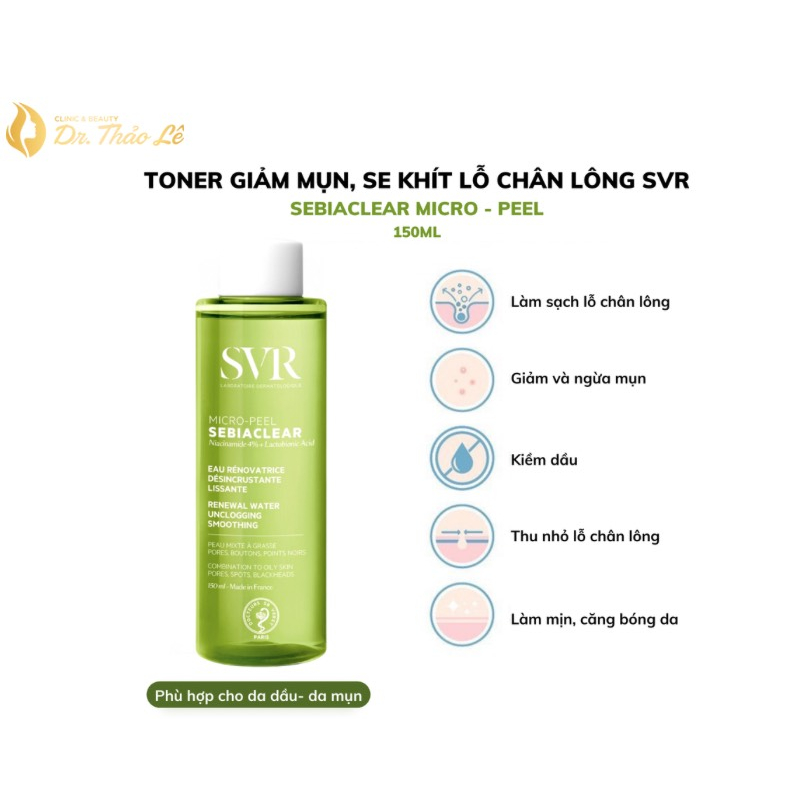 Nước Hoa Hồng Dành Cho Da Dầu Mụn SVR Sebiaclear Micro Peel 150ml