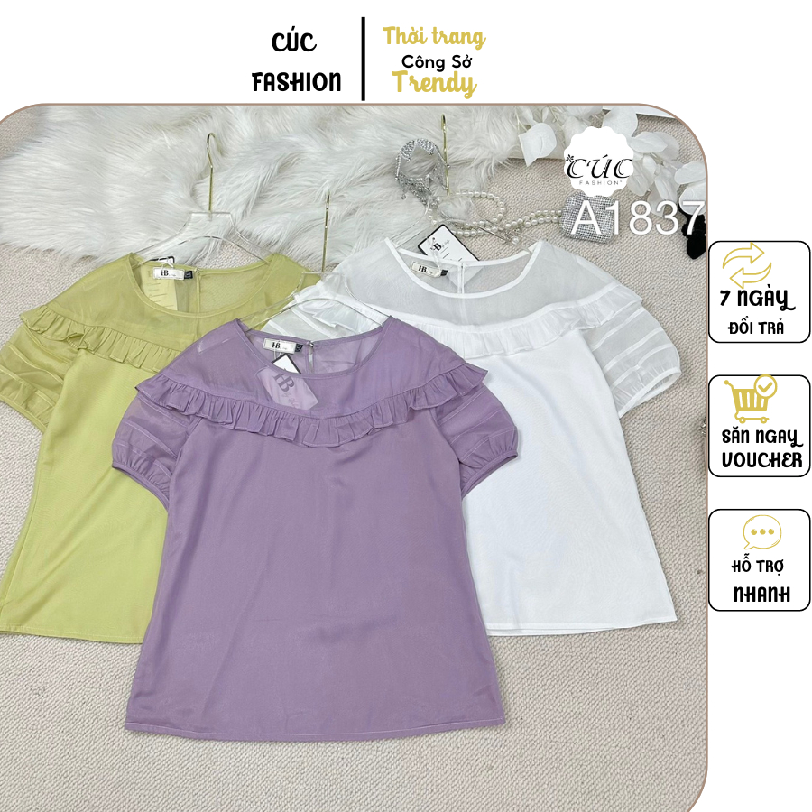 Áo sơ mi nữ Cúc Fashion thời trang cao cấp somi công sở mặc mát và thoải mái sơmi áo tơ bèo ngang A1837
