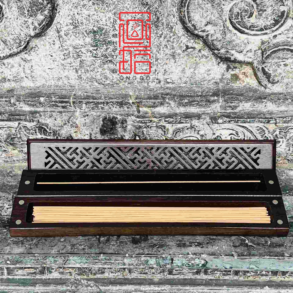Hộp Gỗ Xông Nhang Trầm Hương Không Tăm 2 Tầng, Có Ngăn Chứa Nhang Và Ngăn Xông Nhang