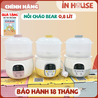 tặng sổ tay Nồi nấu cháo chậm Bear 0,8L kèm hấp, bản quốc tế bảo hành 18m