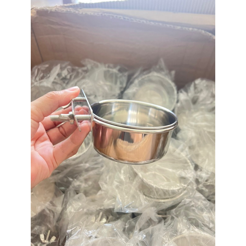 1 Cóng Ăn Inox 2 Khoá Cho Vẹt Máng Ăn Inox Cho Cầy Hương Máng Uống Inox Cho Chó Máng Ăn Inox Cho Mèo
