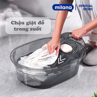 Chậu giặt đồ trong suốt kèm tấm chà quần áo thông minh chất liệu nhựa PET chịu lực tốt siêu bền