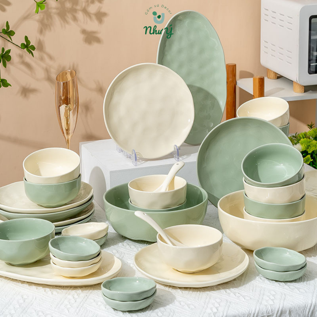 Bộ bát đĩa sứ cao cấp Bắc Âu men mịn phong cách mới - Chén đĩa gốm sứ an toàn sức khỏe