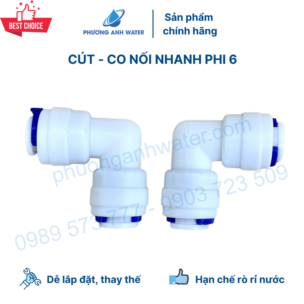 Cút - co cong nối nhanh phi 6 chất lượng dành cho máy lọc nước