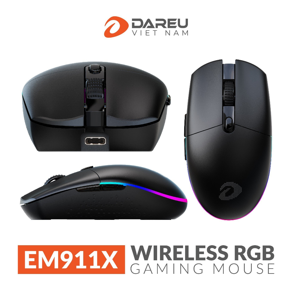 Chuột không dây DAREU EM911X Gaming (RGB, Lightweight: 72g)