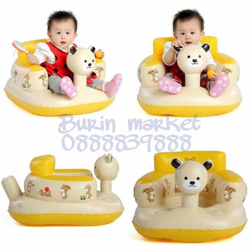 Ghế hơi tập ngồi hình gấu, ghế banh nhún hình ngộ nghĩnh cho bé- Burin Market
