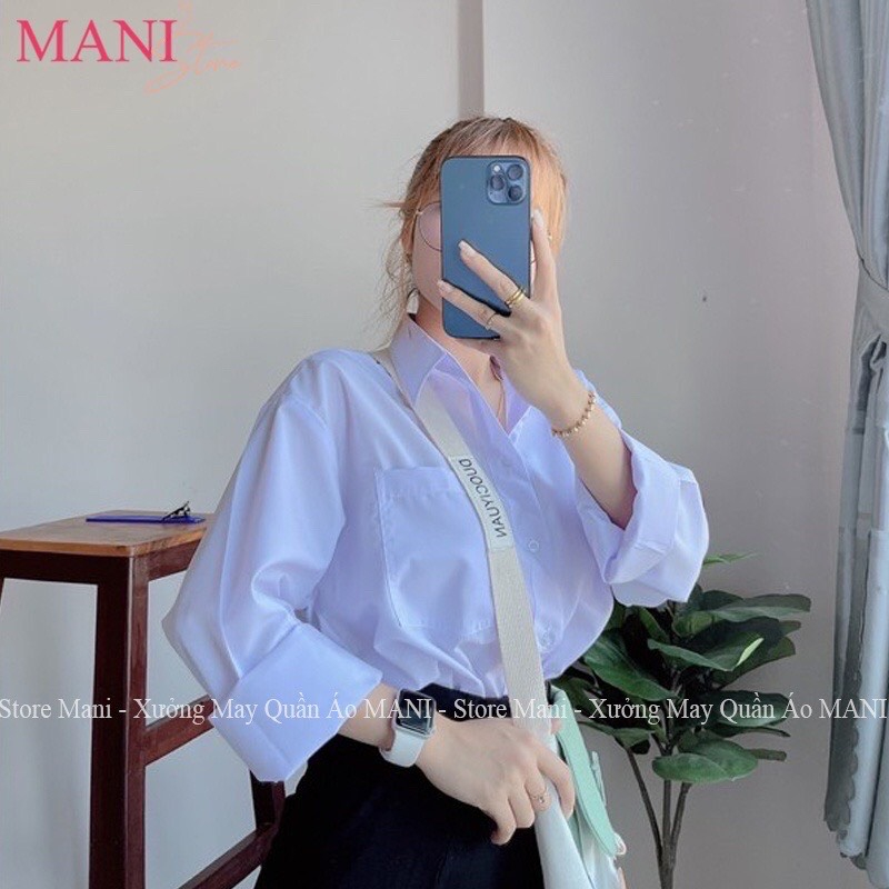 Áo sơ mi trắng form rộng dài tay  túi ngực cổ bẻ Hari GenZ 35 P3K5
