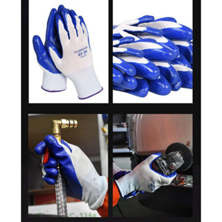 Bịch 12 đôi găng tay phủ sơn xanh sơn đen mã 229, găng tay bảo hộ lao động, găng tay phủ PU