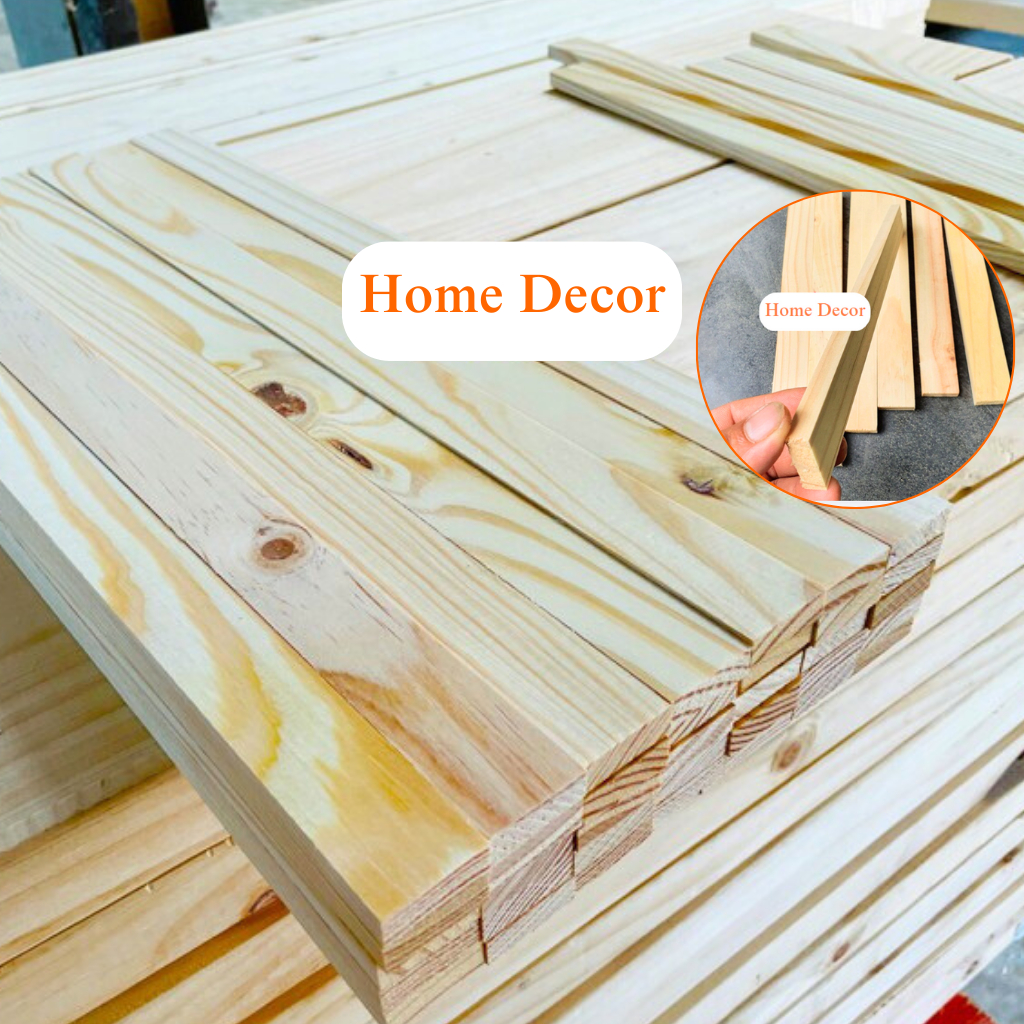 Thanh Nan Gỗ Thông Bào Sẵn Giá Rẻ, Gỗ Thông Xẻ Thanh Dày 1cm x 3cm x Dài 50cm Dùng Làm Nẹp Chỉ Decor