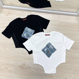 Áo croptop vạt nhọn giữa phối túi xéo - khosibohome