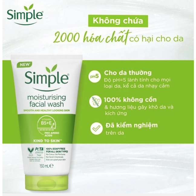 Combo Simple (Sữa Rửa Mặt + Nước Tẩy Trang + Nước Hoa Hồng + Kem Dưỡng Ẩm Da)