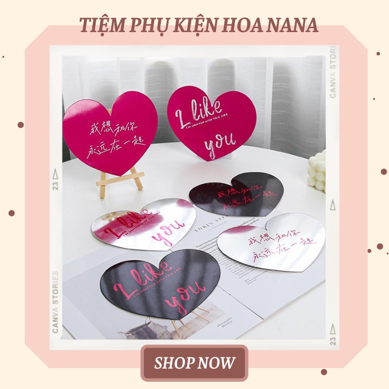 Thiệp Trái Tim Size To, Gắn Lẵng Hoa - Bó Hoa - Hộp Quà Tặng