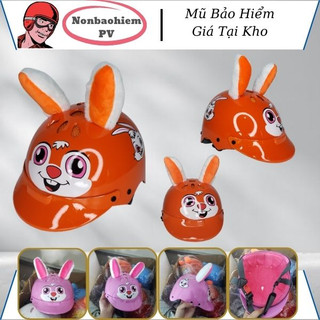 Nón bảo hiểm cho bé cấp 1 hình thú tai bông không kính cute lót màu cao cấp