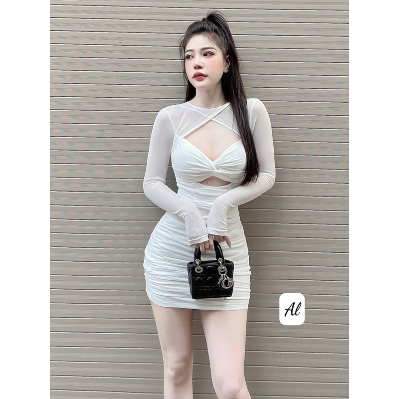 Đầm body lưới hở ngực gợi cảm tôn dáng