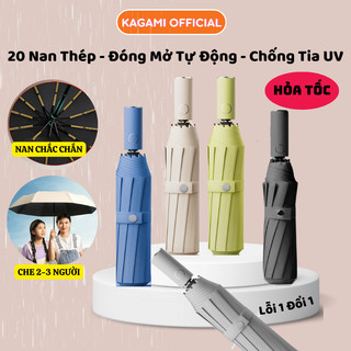 Ô Gấp Gọn Tự Động Kagami 20 Nan Dù Che Mưa Nắng Chống Gió Giật Hiệu Quả