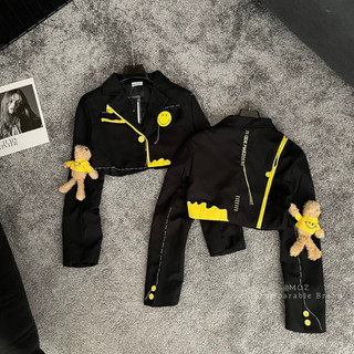 Áo blazer 13DMZ croptop gấu khoá kéo vàng
